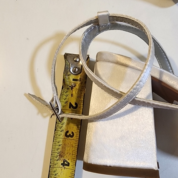 Asos White Satin Block heels Ankle Wrap sandals size 8 - Picture 2 of 14